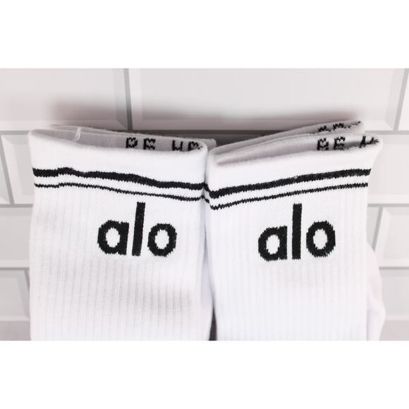 Alo Yoga Unisex Half Crew Throwback White Socks Set Bundle 2 pairs BNWT - Picture 5 of 7